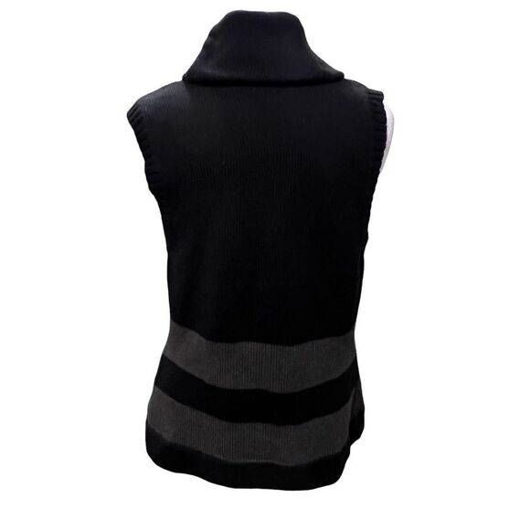 Lauren Ralph Lauren Oversized Sleeveless Black & Gray Cardigan Sweater size S - Picture 6 of 9